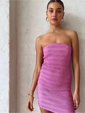 L’IDEE Aurore Mini Dress in Pink Size Small  NWT